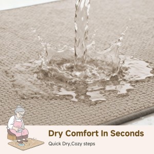 GRANNY SAYS Kitchen Mats for Floor, Kitchen Rugs Sets of 2 Non Slip Washable, Absorbent Kitchen Runner Rugs, 17×30 + 17×47 Anti Fatigue Kitchen Floor Mat 2 Piece with Rubber Backing, Tan