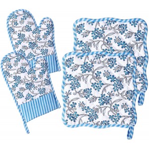 4 Pcs Chinoiserie Oven Mitts and Pot Hol...