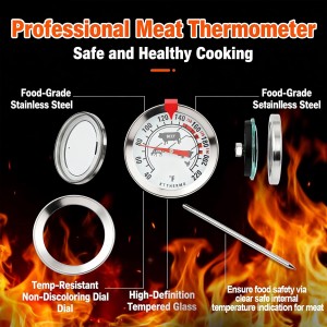 Meat Thermometer Cooking Thermometer Stainless Steel Kitchen Thermometer Temperature Labeled for Poultry, Pork, Beef