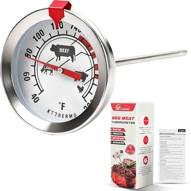 Meat Thermometer Cooking Thermometer Stainless Steel Kitchen Thermometer Temperature Labeled for Poultry, Pork, Beef