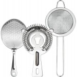 3-IN-1 Cocktail Strainer Set, Includes Julep, Hawthorne, Fine Mesh Strainer, Food Grade 304 Stainless Steel, Complete Set Covering All Cocktail Straining Techniques, Essential Home Bar Tools
