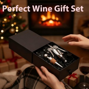 Wine Opener Gift Set-Wing Corkscrew, Foil Cutter, Pourer and Wine Bottle Stopper Accessories Kit for Wine Lovers