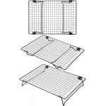 3PCS Stackable Cooling Rack for Baking, 13.3 x 9.3 Inch Carbon Steel Wire Rack with Folding Legs for Cookie Cake Pizza Jerky, Multi-Use Bread Oven Racks for Cooking Roasting Drying Grilling