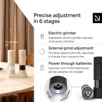 LARS NYSØM Electric Salt and Pepper Grinder Set I Automatic Salt and Pepper Mills with Adjustable Ceramic Grinder I AAA-Battery Operated Electric Spice Mill Set (Carbon Black)