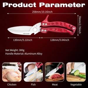 MDHAND Kitchen Shears - Heavy Duty Poultry Shears for Chicken Turkey Fish Fruit Vegetables and Meat Cutting - Stainless Steel Dishwasher Safe Food Kitchen Scissors with Anti-Slip Handle & Safety Lock