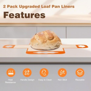 2 Pcs Reusable Silicone Bread Loaf Pan Liners, Food-Grade Silicone Bread Baking Mat with 4 Handles, Non-Stick & Heat Resistant Loaf Pan Lifters, Sourdough Sling for 9x5