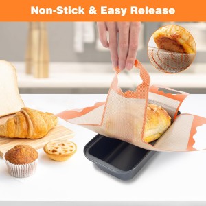 2 Pcs Reusable Silicone Bread Loaf Pan Liners, Food-Grade Silicone Bread Baking Mat with 4 Handles, Non-Stick & Heat Resistant Loaf Pan Lifters, Sourdough Sling for 9x5