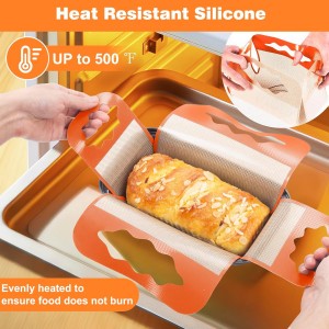 2 Pcs Reusable Silicone Bread Loaf Pan Liners, Food-Grade Silicone Bread Baking Mat with 4 Handles, Non-Stick & Heat Resistant Loaf Pan Lifters, Sourdough Sling for 9x5