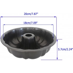 7 Inch Cake Pan, Carbon Steel Fluted Tube Pan, Nonstick Gugelhupf Cake Mold, Medium Size Round Baking Tin for Homemade Pound Cakes, Jello, Gelatin - 2 Packs