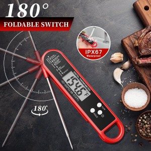 Digital Meat Thermometer for Cooking and Grilling - Instant Read Food Thermometer with IP67 Waterproof, Strong Magnet and Calibration - Professional Kitchen BBQ Probe for Turkey, Steak