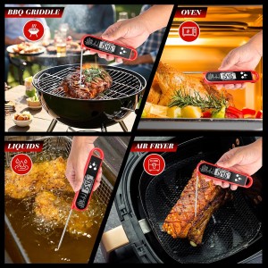 Digital Meat Thermometer for Cooking and Grilling - Instant Read Food Thermometer with IP67 Waterproof, Strong Magnet and Calibration - Professional Kitchen BBQ Probe for Turkey, Steak