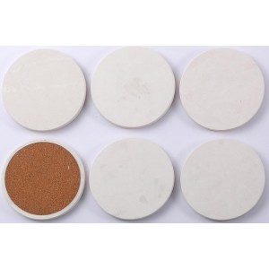 Limestone Water Absorbing Marble Coaster Set - Pack of 6 Absorbs Condensation and Spills Effectively Neutral Color Tone Complements Home Decor and bar Ideal