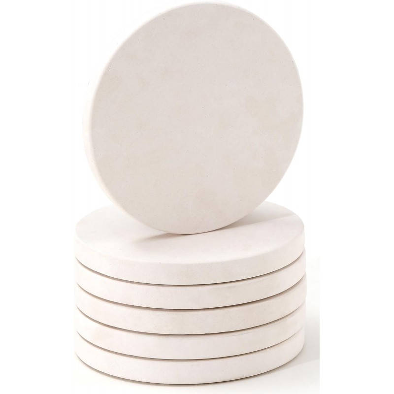 Limestone Water Absorbing Marble Coaster Set - Pack of 6 Absorbs Condensation and Spills Effectively Neutral Color Tone Complements Home Decor and bar Ideal