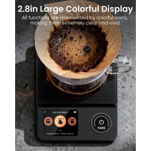 INSMART Coffee Scale with Timer, Bluetooth Espresso Scale with App Sync 5kg/0.1g High Precision, Large Color Display Digital Kitchen Scale, 5 Units & 3 Brew Modes for Pour-Ove, Espresso, Kitchen