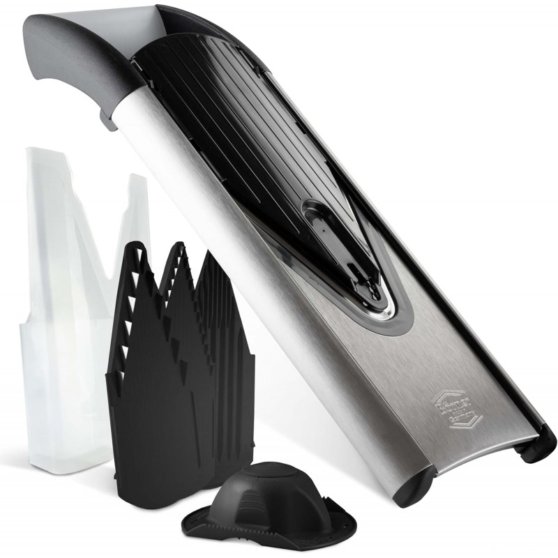 Börner by Reston Lloyd Mandoline Slicer V6 (Starter Set) • Stainless Steel Slicer with V-Blade • Adjustable Kitchen Slicer for Vegetables & Fruits • Various Thicknesses & Grater