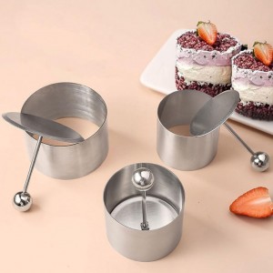 Set of 3 Stainless Steel Sushi Tower Mold, Round Mousse Cake Ring Molds with Pushers, Tuna Tartare Mold Ring for Home Kitchen Use