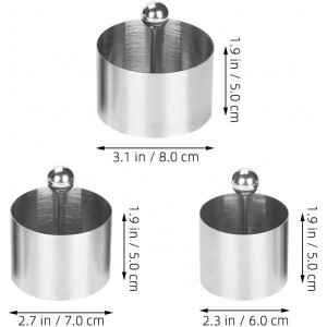 Set of 3 Stainless Steel Sushi Tower Mold, Round Mousse Cake Ring Molds with Pushers, Tuna Tartare Mold Ring for Home Kitchen Use