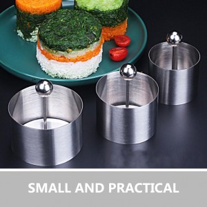 Set of 3 Stainless Steel Sushi Tower Mold, Round Mousse Cake Ring Molds with Pushers, Tuna Tartare Mold Ring for Home Kitchen Use