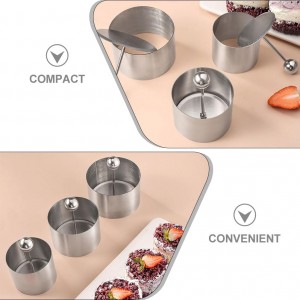 Set of 3 Stainless Steel Sushi Tower Mold, Round Mousse Cake Ring Molds with Pushers, Tuna Tartare Mold Ring for Home Kitchen Use