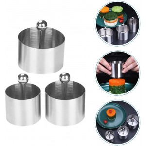 Set of 3 Stainless Steel Sushi Tower Mold, Round Mousse Cake Ring Molds with Pushers, Tuna Tartare Mold Ring for Home Kitchen Use