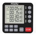 FCXJTU Digital Dual Kitchen Timer, 4-Channel Magnetic Countdown Timer for Cooking, On/Off, Large Display Multi Food Loud Alarm Silent for Classroom Seniors Battery Included (Black)