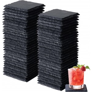 60 PCS Slate Coasters Set, 4 Inch Black ...