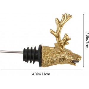 Deer Head Wine Liquor Aerator Pourer Spout and Stopper Animal Wine Pourer Stopper With Silicone Rubber Olive Oil Liquor Bottle Decanter for Alcohol Spirits Stag Presents Golden