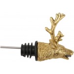Deer Head Wine Liquor Aerator Pourer Spout and Stopper Animal Wine Pourer Stopper With Silicone Rubber Olive Oil Liquor Bottle Decanter for Alcohol Spirits Stag Presents Golden