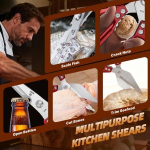 Kitchen Scissors Set Upgraded - Heavy Duty Stainless Steel Kitchen Shears, Sharp Poultry Scissors for Meat, Chicken Bones, and Turkey, Dishwasher Safe