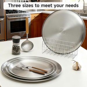 16 Inch Pizza Pan for Oven 2 Pack Stainless Steel Baking Sheet Round Plates for Cake Pie and Salad Pizza Steel Large Tray Oven Dishwasher Safe & Easy Clean