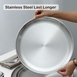16 Inch Pizza Pan for Oven 2 Pack Stainless Steel Baking Sheet Round Plates for Cake Pie and Salad Pizza Steel Large Tray Oven Dishwasher Safe & Easy Clean