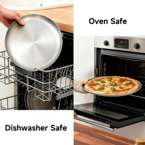 16 Inch Pizza Pan for Oven 2 Pack Stainless Steel Baking Sheet Round Plates for Cake Pie and Salad Pizza Steel Large Tray Oven Dishwasher Safe & Easy Clean