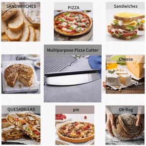 Multifunctional Stainless Steel Pizza Cutter & Chopper – Chef Knife Style Food Slicer for Pizza, Cheese, Pasta, Meat & Vegetables, Heavy-Duty Pizza Cutter for Homes, Kitchen, and Restaurants.