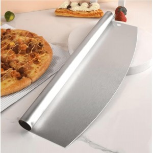 Multifunctional Stainless Steel Pizza Cutter & Chopper – Chef Knife Style Food Slicer for Pizza, Cheese, Pasta, Meat & Vegetables, Heavy-Duty Pizza Cutter for Homes, Kitchen, and Restaurants.