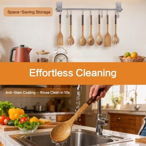 Wooden Spoons Set 7-Piece, Two-Tone Walnut & Beech Utensils, Elegant Non-Stick Kitchen Tools, Heat Resistant Cooking Gift Set with Pasta Spoon & Skimmer