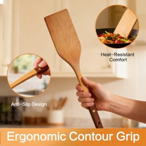 Wooden Spoons Set 7-Piece, Two-Tone Walnut & Beech Utensils, Elegant Non-Stick Kitchen Tools, Heat Resistant Cooking Gift Set with Pasta Spoon & Skimmer