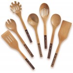 Wooden Spoons Set 7-Piece, Two-Tone Walnut & Beech Utensils, Elegant Non-Stick Kitchen Tools, Heat Resistant Cooking Gift Set with Pasta Spoon & Skimmer