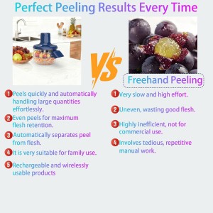 Automatic Grape Peeler Machine,Electric Peeling Machine for Grape,Automatic Garlic & Cherry Tomato Peeler Skin Remover Tool for Small Fruits,Efficient Peeling Kitchen Gadget for Home Use (Blue)