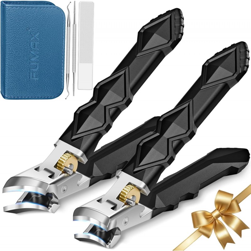 Toenail Clippers for Thick Toenails, Nail Clippers for Men with Wide Jaw Opening, Heavy Duty Ingrown Toe Nail Clippers with Long Handle for Seniors, Large Nail Cutter Set Gifts for Men Women