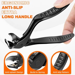 DRMODE Toenail Clippers for Seniors, Long Handled Angled Head Toe Nail Clippers for Thick Nails for Seniors with Wide Opening, Large Heavy Duty Finger Nail Clippers for Men Women with Catcher