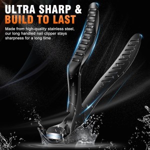 DRMODE Toenail Clippers for Seniors, Long Handled Angled Head Toe Nail Clippers for Thick Nails for Seniors with Wide Opening, Large Heavy Duty Finger Nail Clippers for Men Women with Catcher