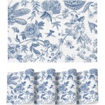 Artoid Mode Blue Floral Brids Spring Vinyl Placemats Set of 4, Washable Heat Resistant Non-Slip Woven Plastic PVC Place Mats for Farmhouse Holiday Party Dining Table Decor