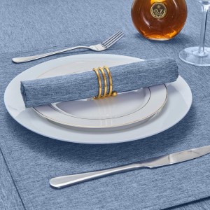Cloth Place Mats Set of 8–Reusable Rectangular Waterproof Fabric Polyester Washable Wipeable Heat Resistant Linen for Kitchen Dining Dinner Restaurant Wedding Table(Denim blue/13x19 Inch)