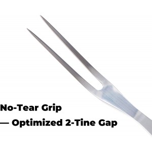 Granny Fork 10 Inch, 2-Tine Cooking Meat Fork – 2.5mm Thick 420 Stainless Steel with Wood Handle, Easy-Grip Carving/Turning/Lifting Tool for Cast Iron Skillet & Roasting Pan, Home Cooks & Seniors