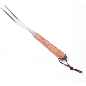 Granny Fork 10 Inch, 2-Tine Cooking Meat Fork – 2.5mm Thick 420 Stainless Steel with Wood Handle, Easy-Grip Carving/Turning/Lifting Tool for Cast Iron Skillet & Roasting Pan, Home Cooks & Seniors