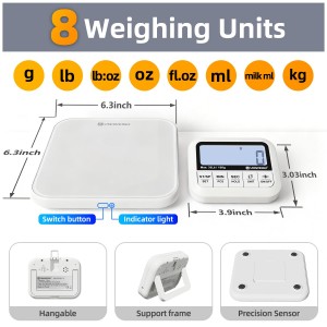Digital Kitchen Food Scale 33lb-Detachable LCD Display,1g/0.1oz Precise Electronic Weight Scale for Baking, Tare/Hold/Timer Function, Glass Platform, Count Mode, Wall-Mount & Tilt Stand