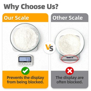 Digital Kitchen Food Scale 33lb-Detachable LCD Display,1g/0.1oz Precise Electronic Weight Scale for Baking, Tare/Hold/Timer Function, Glass Platform, Count Mode, Wall-Mount & Tilt Stand