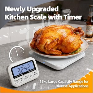 Digital Kitchen Food Scale 33lb-Detachable LCD Display,1g/0.1oz Precise Electronic Weight Scale for Baking, Tare/Hold/Timer Function, Glass Platform, Count Mode, Wall-Mount & Tilt Stand