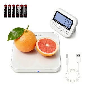 Digital Kitchen Food Scale 33lb-Detachable LCD Display,1g/0.1oz Precise Electronic Weight Scale for Baking, Tare/Hold/Timer Function, Glass Platform, Count Mode, Wall-Mount & Tilt Stand