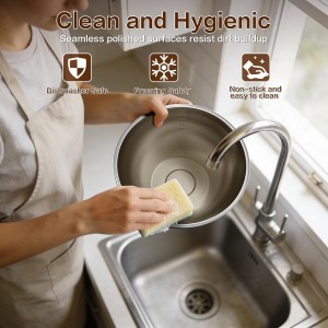 3-Piece Stainless Steel Mixing Bowls Set, 1.45, 2.22 & 3.38 Qt with Measurement Marks, Food Grade 304, Dishwasher Safe & Stackable for Baking, Tossing Salads, and Meal Prep for Your Kitchen